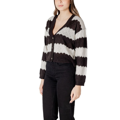 Jacqueline De Yong Black And White Marabou Cardigan