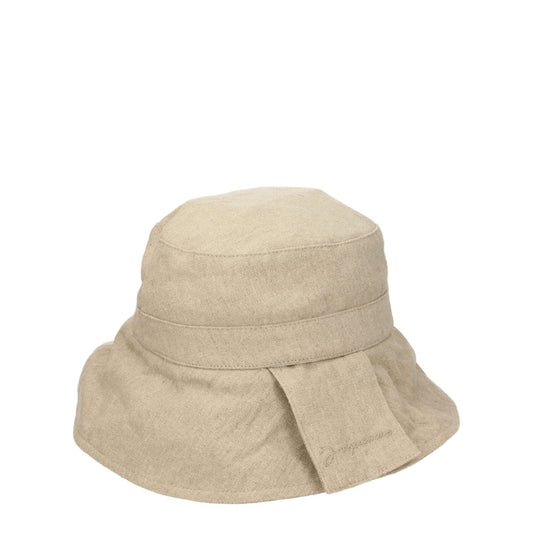 Jacquemus Beige Linen Bucket Hat made from 100% linen in casual style with dark beige shades, featuring MPN 235AC4481029150.
