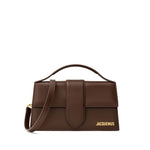 Jacquemus Brown Leather Handbag with handle and sleek design for stylish fashion.