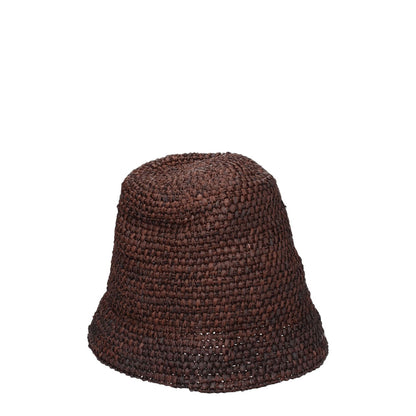Jacquemus Brown Raffia Bucket Hat with logo, casual style made from 100% raffia, in dark brown color. MPN 235AC4505046850, code F76831.