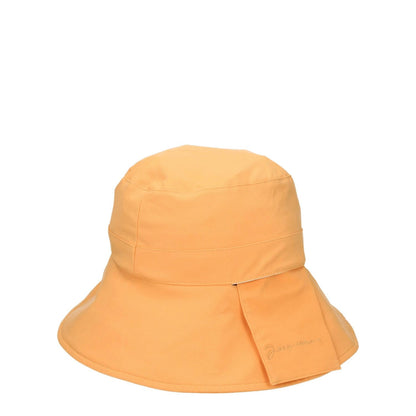Jacquemus Orange Polyamide Bucket Hat with light orange casual style, 55% polyamide, 36% cotton, and 9% elastane composition.