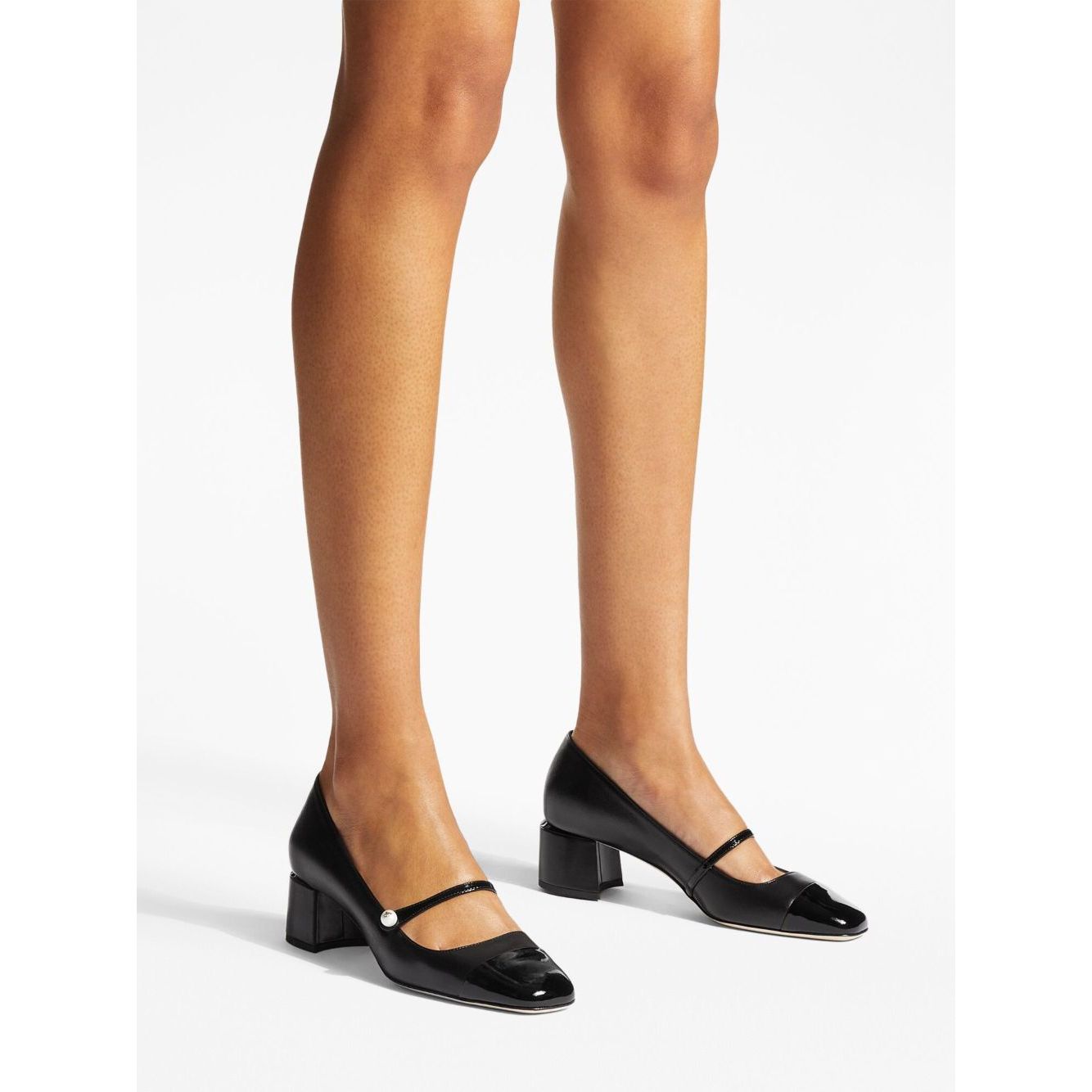 Jimmy Choo Elisa 45 Nappa and Patent Leather Pumps