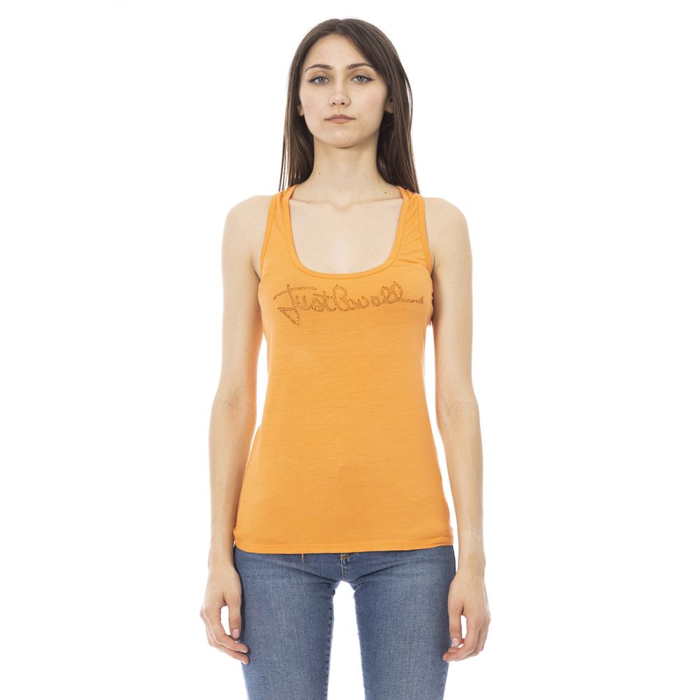 Just Cavalli Orange Viscose Women's Top