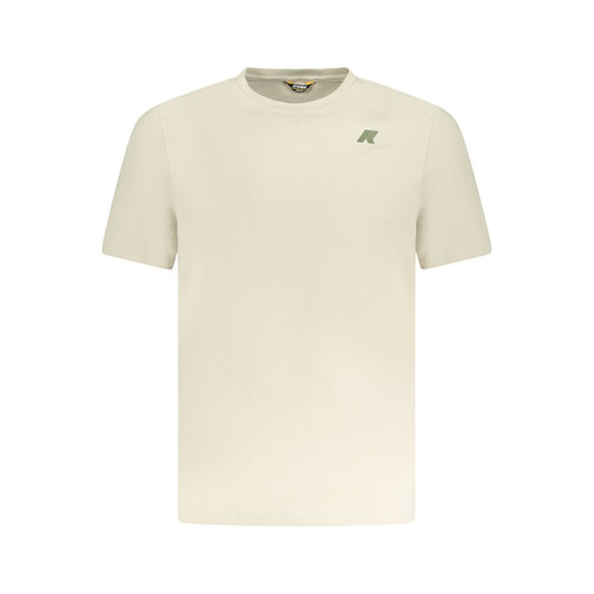 K-WAY Beige Cotton T-Shirt with short sleeves, crew neck, embossed print, and logo displayed on the front.