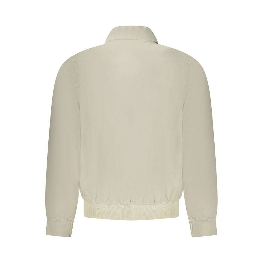 Back view of K-WAY Beige Nylon Men Jacket, showcasing its durable and stylish design with a subtle beige hue.