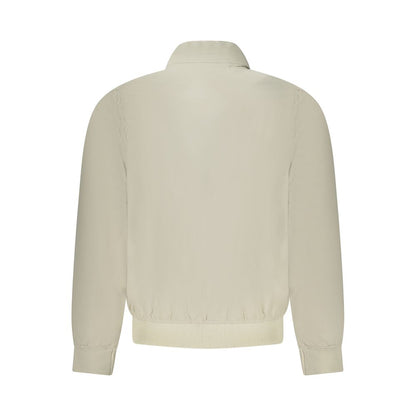 Back view of K-WAY Beige Nylon Men Jacket, showcasing its durable and stylish design with a subtle beige hue.