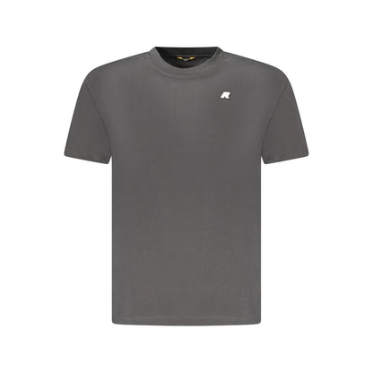 K-WAY Black Cotton T-Shirt, short sleeve, crew neck with logo application, stylish and casual design.