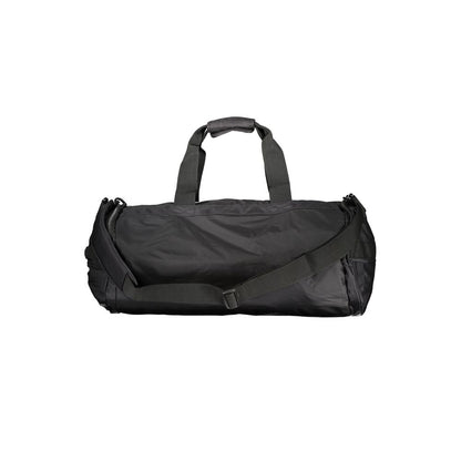 K-WAY Black Polyamide Luggage And Travel bag with adjustable strap, external and internal pockets, zip closure, and logo.