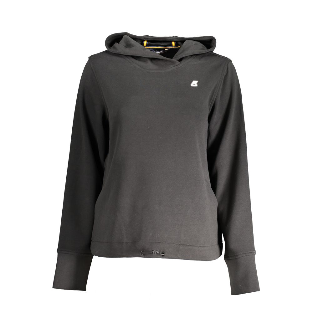 K-WAY Black Polyester Women Sweater with hood and logo, showcasing stylish urban design and functionality.