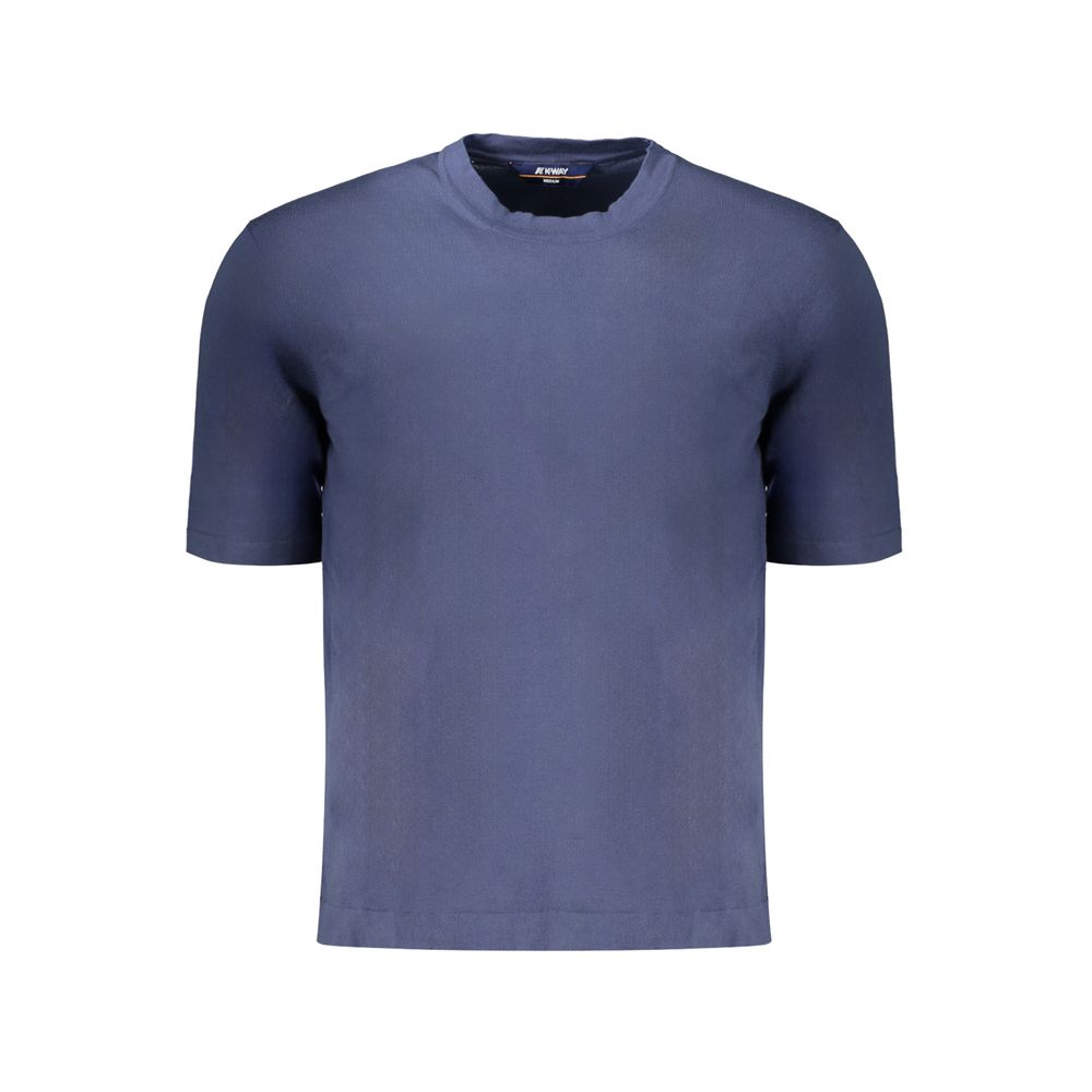 K-WAY Blue Cotton Sweater, short-sleeved crew neck t-shirt with logo.