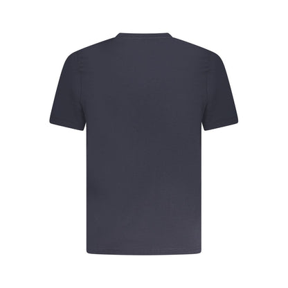 Back view of K-WAY Blue Cotton T-Shirt, short sleeve, crew neck, with one pocket and logo application.