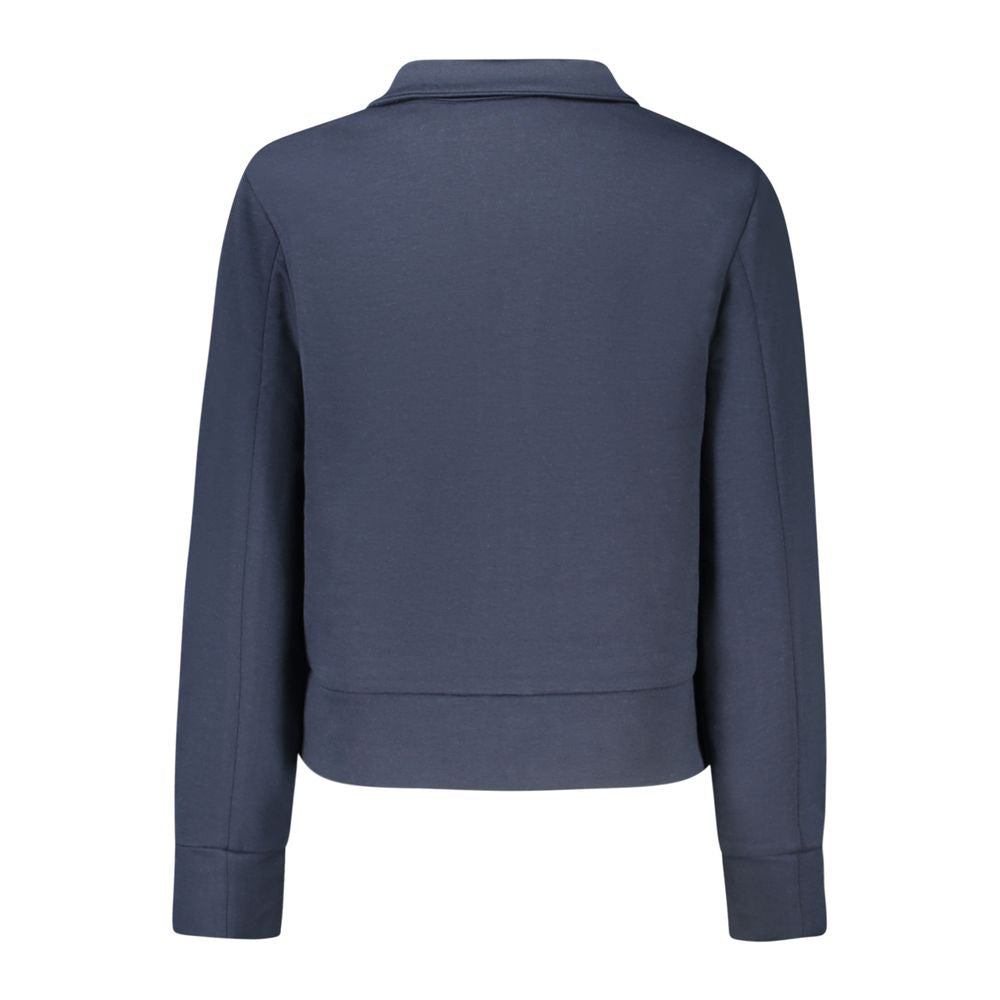 Back view of K-WAY Blue Polyester Women Sweater with collar and cuffed sleeves.