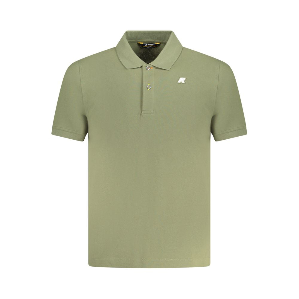 K-WAY Green Cotton Polo Shirt with short sleeves, 2 buttons, and logo application.