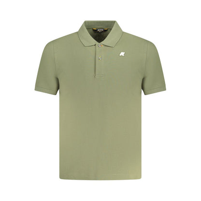 K-WAY Green Cotton Polo Shirt with short sleeves, 2 buttons, and logo application.