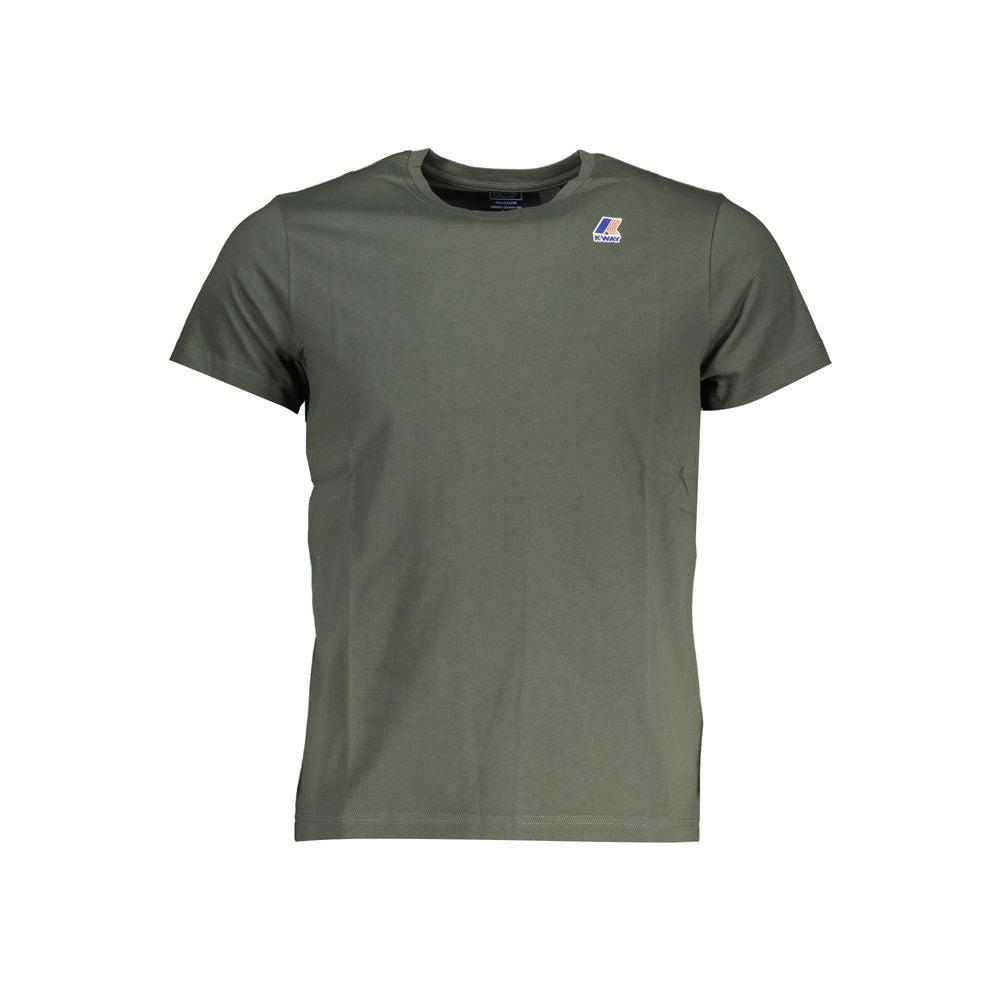 K-WAY Green Cotton T-Shirt with short sleeves, crew neck, print logo