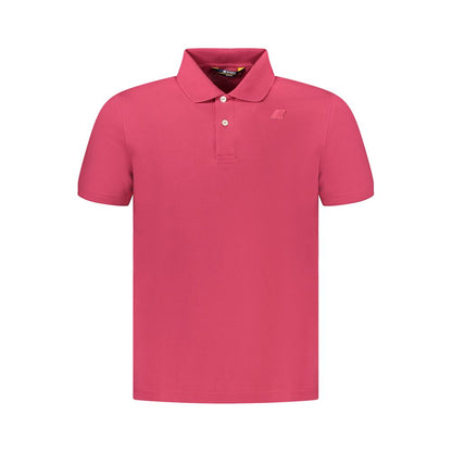 K-WAY Pink Cotton Men Polo Shirt with short sleeves and classic collar, featuring iconic logo, perfect for casual sophistication.