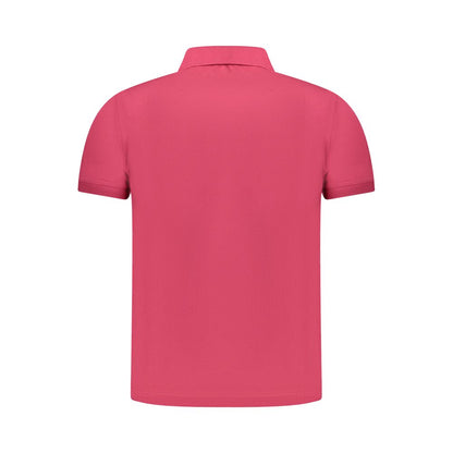 K-WAY Pink Cotton Men Polo Shirt featuring short sleeves and iconic logo, showcasing casual sophistication for modern men.