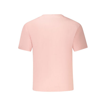 Back view of K-WAY Pink Cotton Men T-Shirt showcasing its vibrant pink hue and short sleeves, crafted for ultimate comfort.