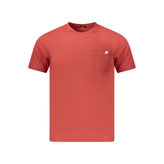 K-WAY Red Cotton Men T-Shirt with crew neck and logoed pocket, stylish and comfortable fashion essential.