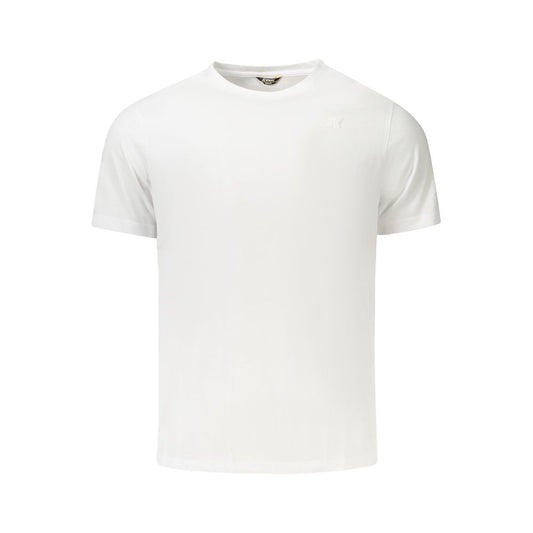 K-WAY White Cotton Men T-Shirt with logo, crew neck, and short sleeves.