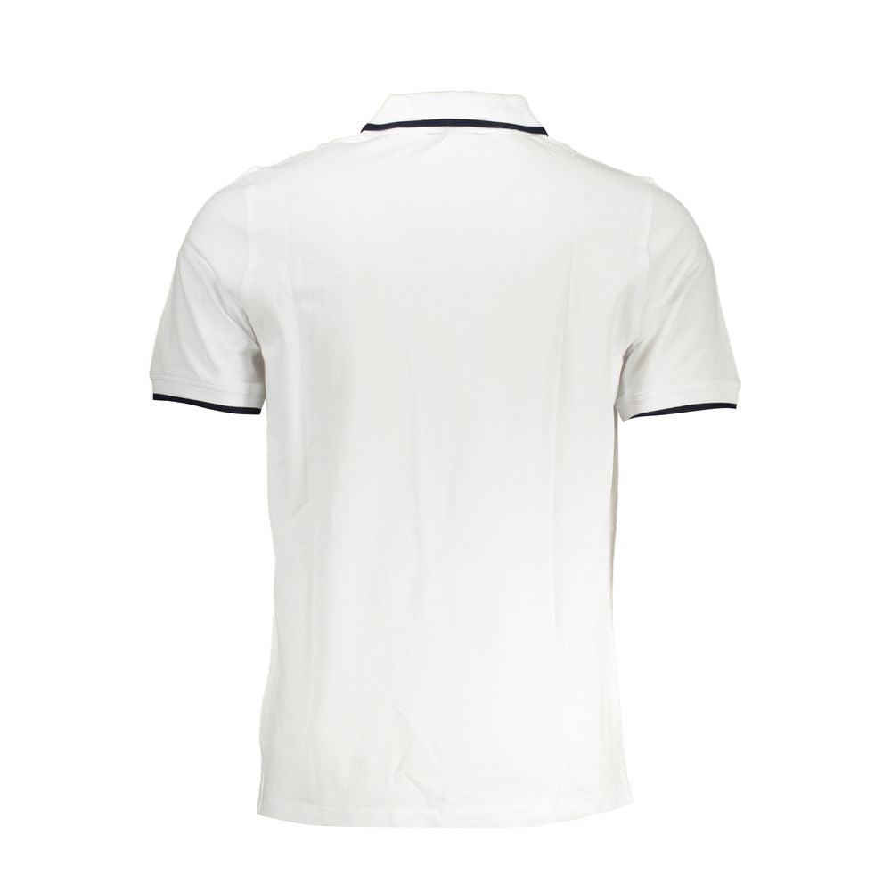 K-WAY White Cotton Polo Shirt, short sleeved with contrast details and logo, back view showcasing design and quality.