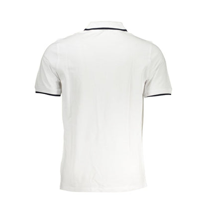 K-WAY White Cotton Polo Shirt, short sleeved with contrast details and logo, back view showcasing design and quality.