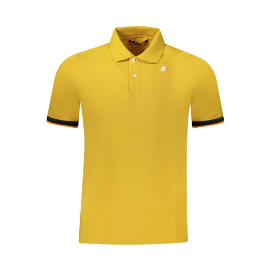 K-WAY Yellow Cotton Men Polo Shirt with short sleeves, contrasting details, and K-WAY logo, made from cotton and elastane.