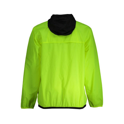 K-WAY Yellow Polyamide Men Jacket with hood, back view.