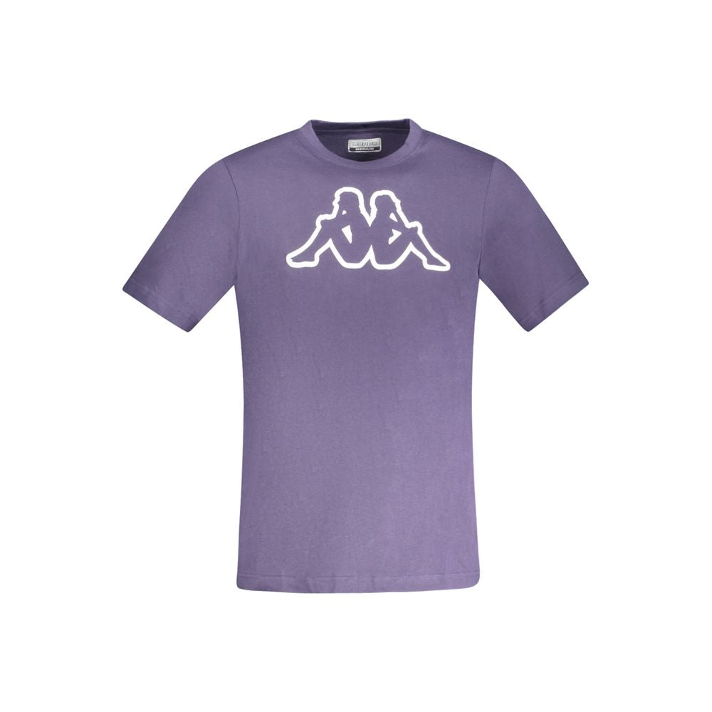 Kappa Blue Cotton Men T-Shirt with iconic logo, crew neck design, and bold print for sporty elegance.