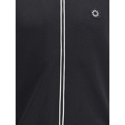 Kenzo Black Polyester Sweatshirt with Boke Flower embroidery, double-slider zip, contrasting piping, and zippered side pockets detail.