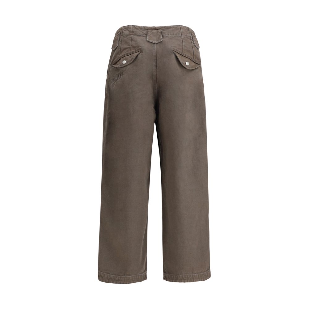 Back view of Kenzo Brown Cotton Casual Pants with double knee design and stylish pockets.