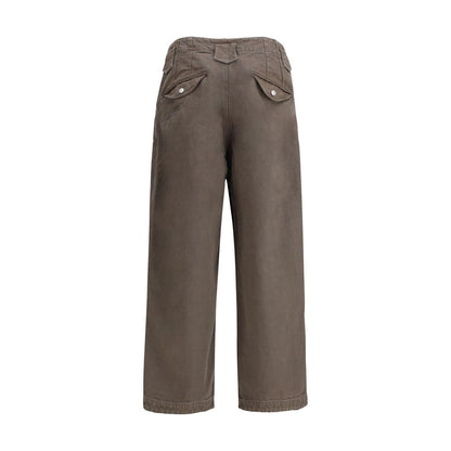 Back view of Kenzo Brown Cotton Casual Pants with double knee design and stylish pockets.