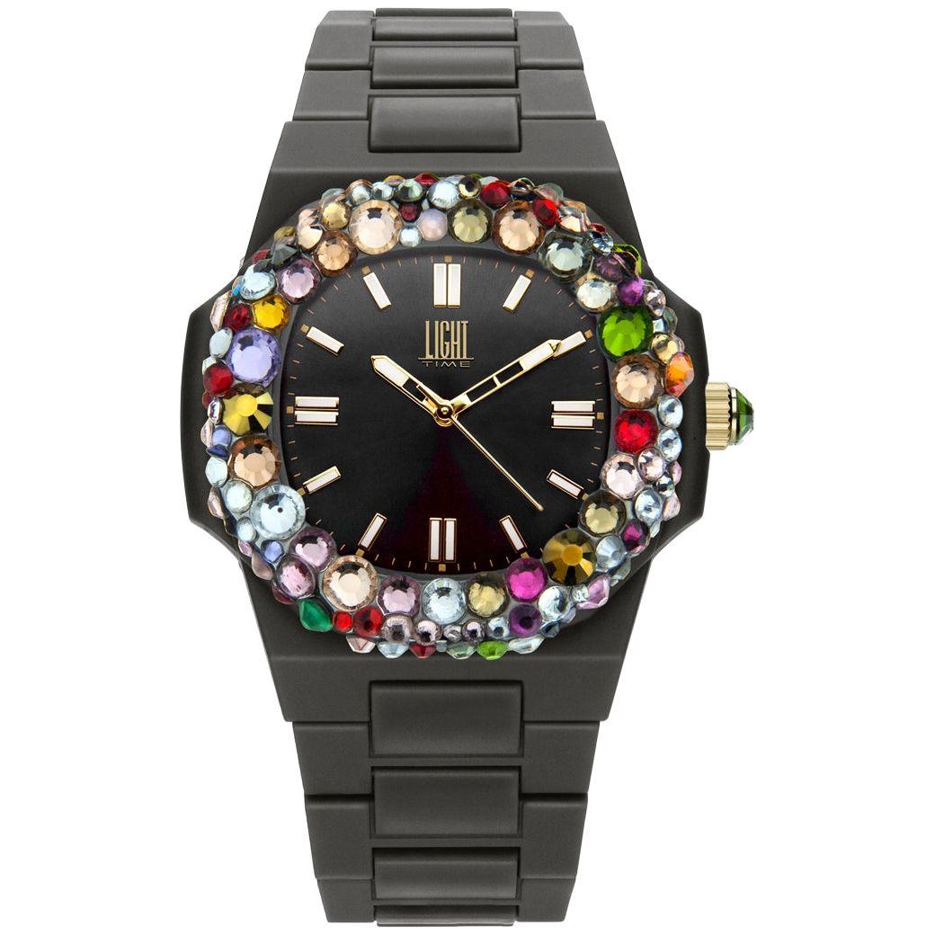 LIGHT TIME Mod. VELVET NAUTILUS - Black Rainbow Strass