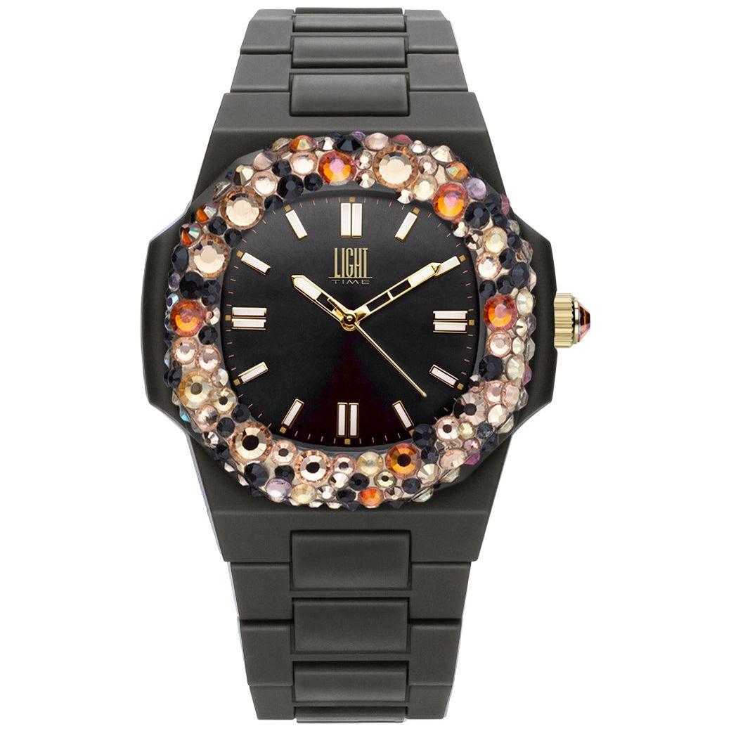 LIGHT TIME Mod. VELVET NAUTILUS - Black Rainbow Strass WATCHES
