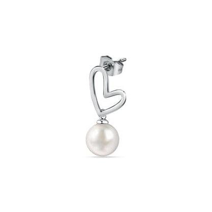LA PETITE STORY JEWELRY Mod. LPS02AQM24 heart-shaped silver earring with pearl drop