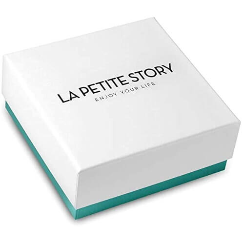 LA PETITE STORY JEWELRY Mod. LPS02ARQ129 box with logo and turquoise bottom.