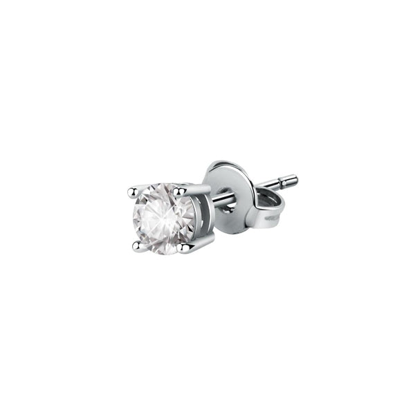 Single stud earring from LA PETITE STORY JEWELRY Mod. LPS02ARQ131 with a clear gemstone set in a silver-toned setting
