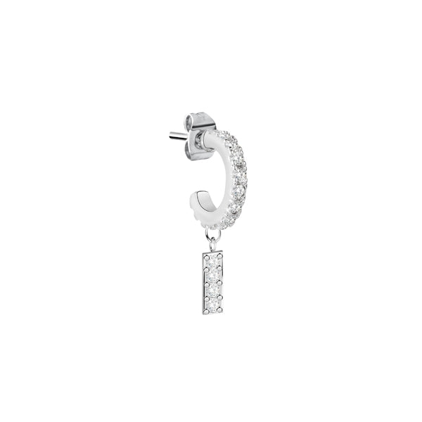 LA PETITE STORY JEWELRY Mod. LPS02ARQ59 silver hoop earring with crystal embellishments.