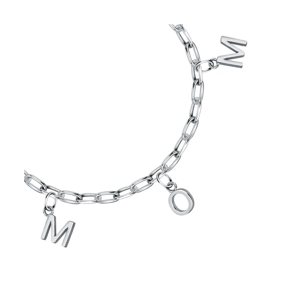 LA PETITE STORY JEWELRY Mod. LPS05ASF56 silver charm bracelet with letter charms on a chain.