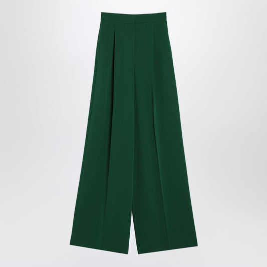 Max Mara Wide emerald green cady trousers