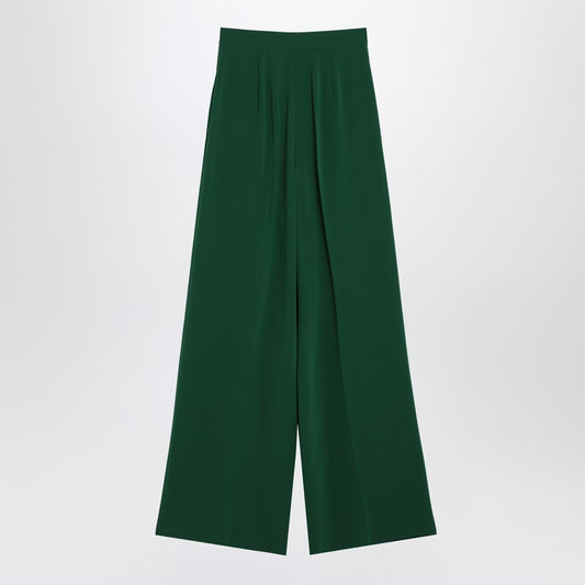 Max Mara Wide emerald green cady trousers