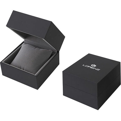 LORENZ MOD. 030253AA wristwatch packaging in black box with logo