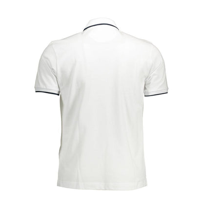 La Martina White Cotton Men Polo Shirt, back view showcasing short sleeves and classic design.