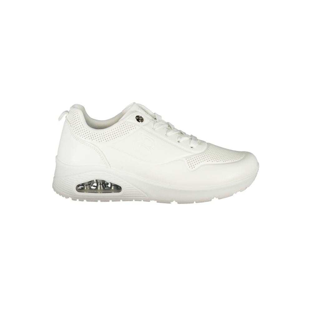 Laura Biagiotti White Polyester Women Sneaker with logo and comfortable footbed.
