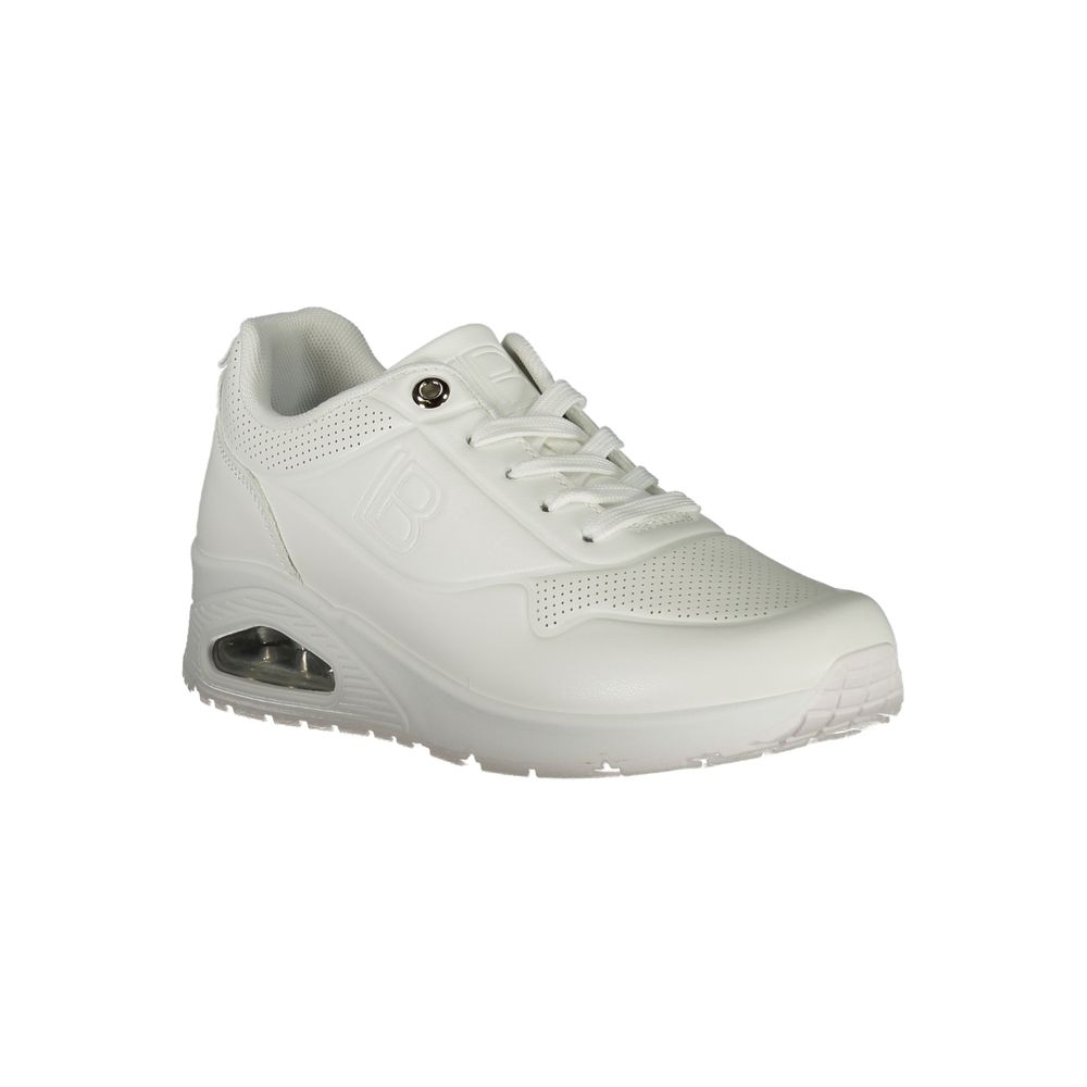 Laura Biagiotti White Polyester Women Sneaker with logo and removable footbed for stylish comfort