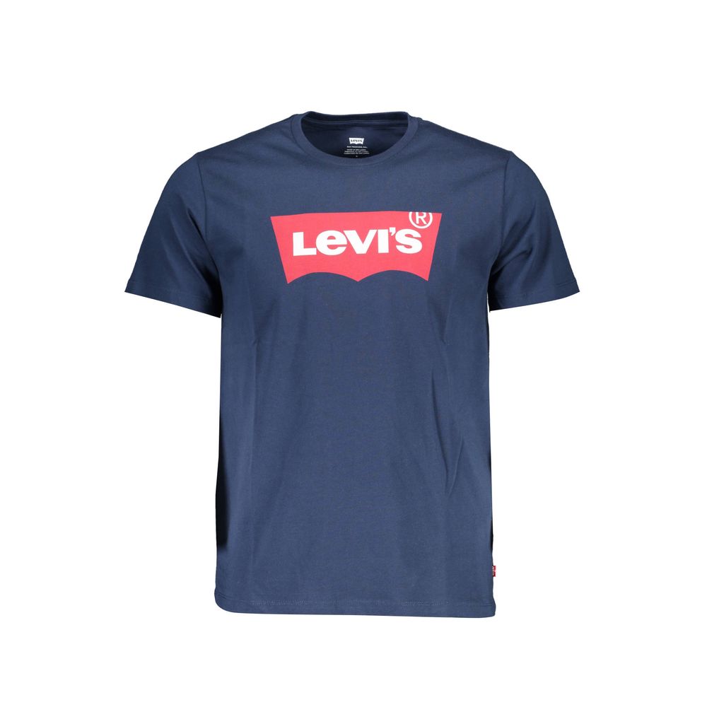 Levi's Blue Cotton Men T-Shirt with iconic logo, short sleeves, pure cotton fabric, and bold blue hue for casual sophistication.