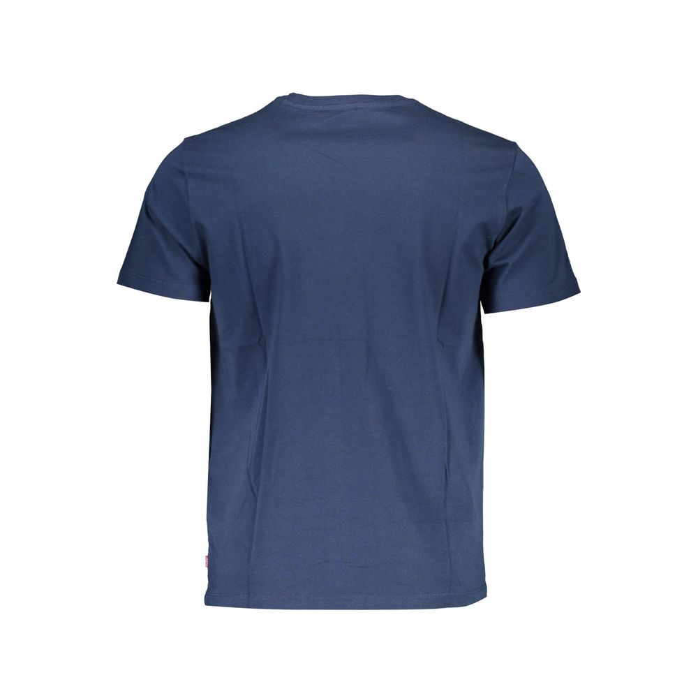 Levi's Blue Cotton Men T-Shirt back view, featuring short sleeves and iconic style, perfect for casual sophistication and comfort.