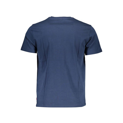 Levi's Blue Cotton Men T-Shirt back view, featuring short sleeves and iconic style, perfect for casual sophistication and comfort.