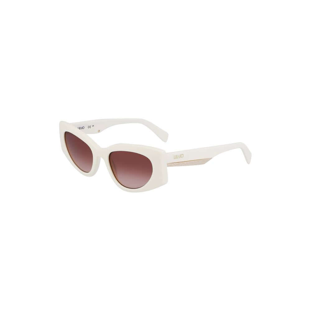 Liu Jo White Acetate Women Sunglasses with brown lenses and subtle logo detail, offering UV protection and sophisticated style.