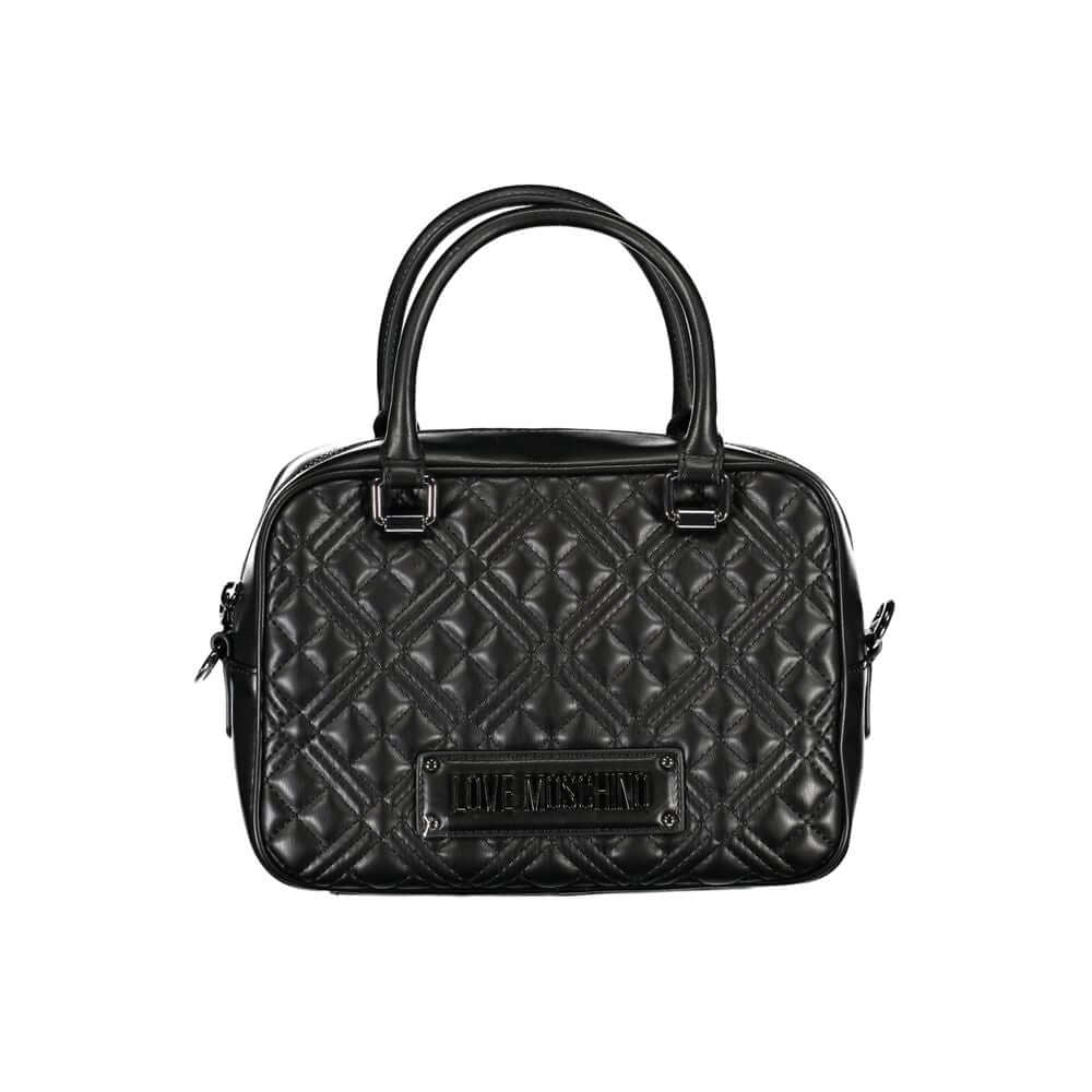 Love Moschino Black Polyethylene Handbag with handles, shoulder strap, pockets, and logo.